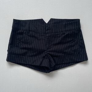 Vtg Y2K Black Pin Striped Low Rise Office Siren Shorts 5 Super Low Fat Hot Topic